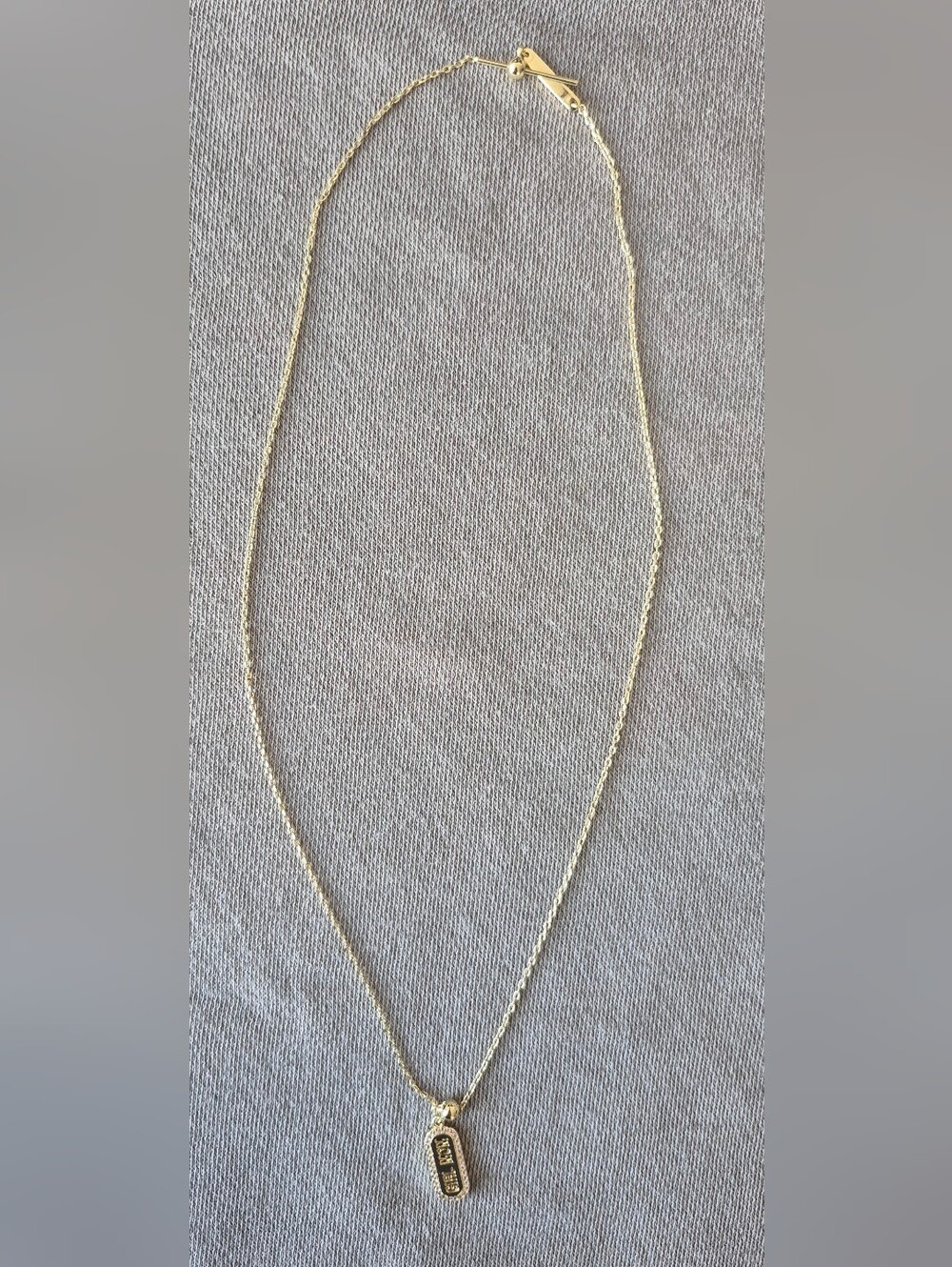 Classic Gold Cable Chain Necklace with Rectangular Pendant